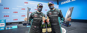 Doppeltes Podium für Jaguar Racing in Rom und Spitzenreiter in der Team- und Fahrer-Wertung der ABB FIA Formel E-WM